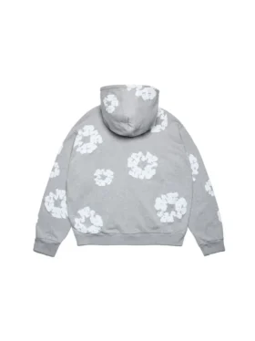 Felpa con cappuccio e zip “Cotton Wreath” Grigio