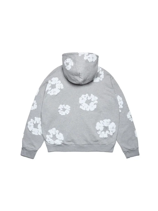 Felpa con cappuccio e zip "Cotton Wreath" Grigio