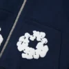 Felpa con cappuccio e zip "Cotton Wreath" per bambini, blu navy