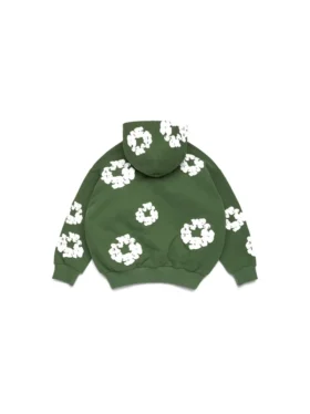 Felpa con cappuccio e zip “Cotton Wreath” per bambini, verde