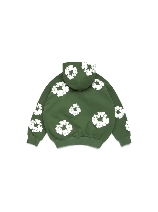 Felpa con cappuccio e zip "Cotton Wreath" per bambini, verde