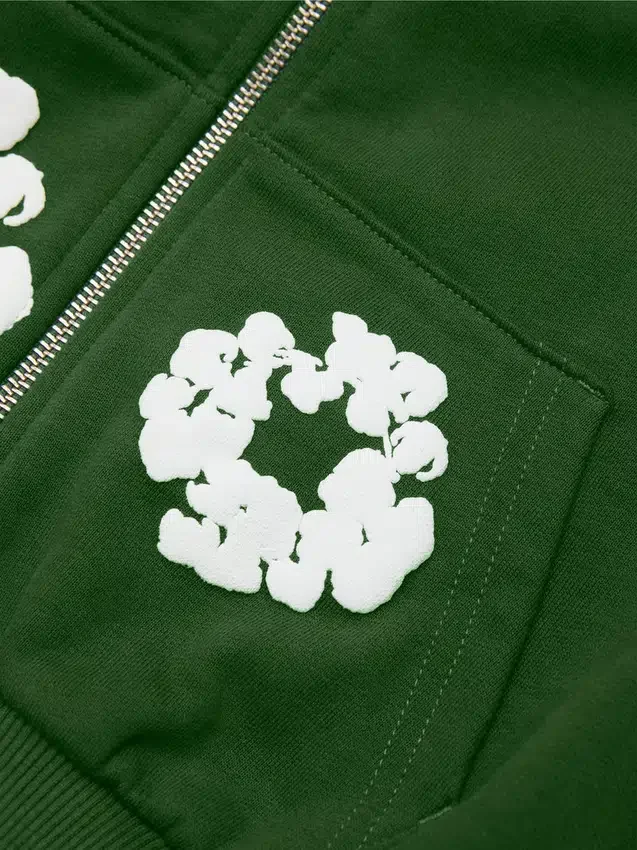 Felpa con cappuccio e zip "Cotton Wreath" per bambini, verde