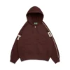 Felpa con cappuccio e zip DT con toppe in ciniglia, marrone