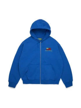Felpa con cappuccio e zip Pan African blu
