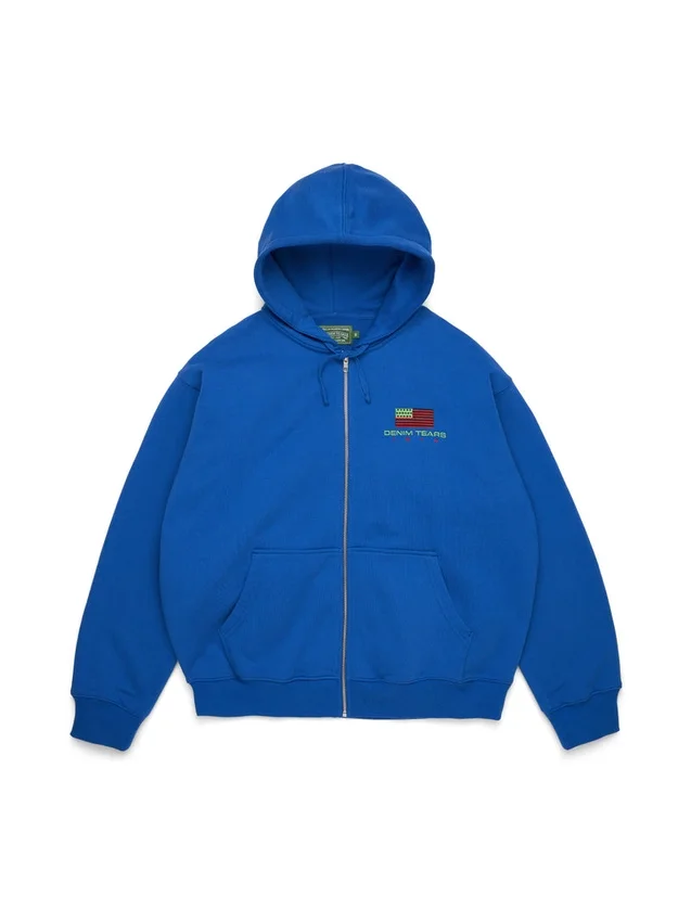 Felpa con cappuccio e zip Pan African blu