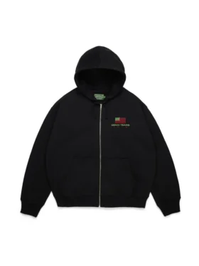 Felpa con cappuccio e zip Pan African, nera