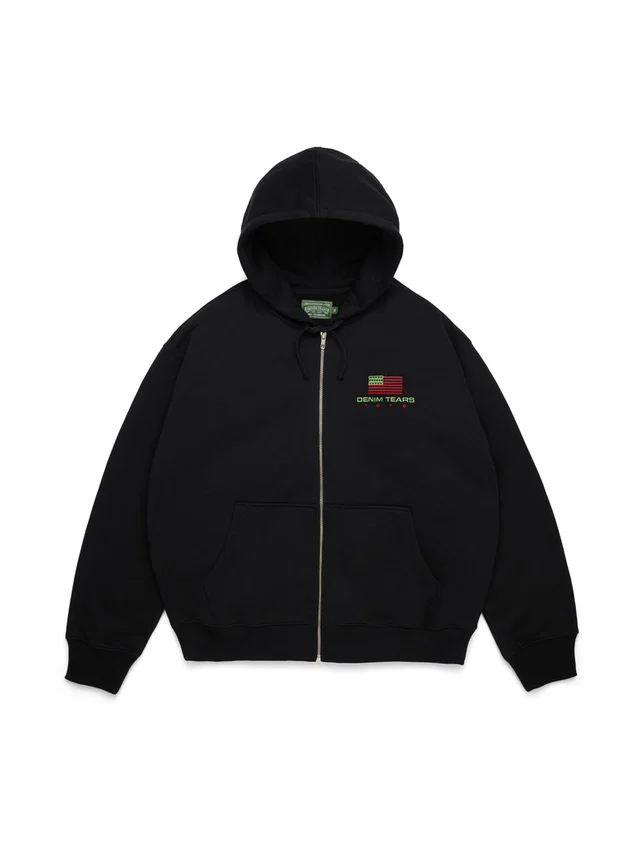 Felpa con cappuccio e zip Pan African, nera
