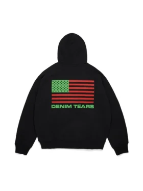 Felpa con cappuccio e zip Pan African, nera