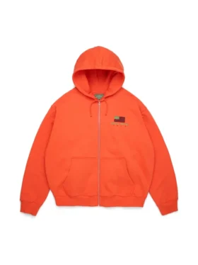 Felpa con cappuccio e zip panafricana arancione