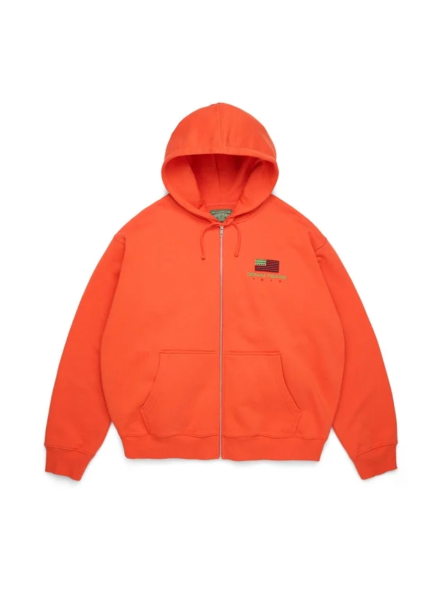 Felpa con cappuccio e zip panafricana arancione