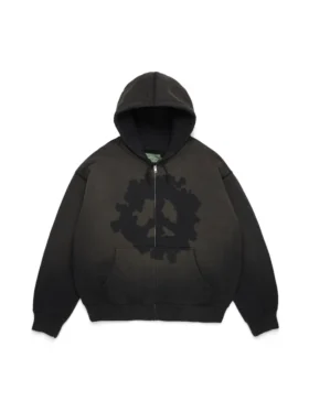 Felpa con cappuccio e zip "Peace Wreath Knockout" nera