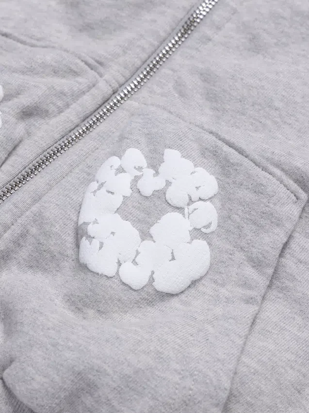 Felpa con cappuccio e zip per bambini "Cotton Wreath Hoodie" Grigio
