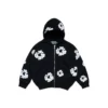 Felpa con cappuccio e zip per bambini "Cotton Wreath Hoodie", nera