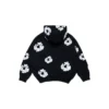 Felpa con cappuccio e zip per bambini "Cotton Wreath Hoodie", nera