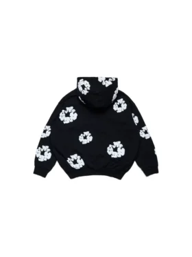 Felpa con cappuccio e zip per bambini “Cotton Wreath Hoodie”, nera
