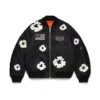Giacca bomber MA-1 in cotone con motivo "Cotton Wreath", nera