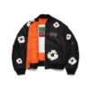 Giacca bomber MA-1 in cotone con motivo "Cotton Wreath", nera
