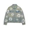 Giacca in Denim con Cotton Wreath borchiata, lavaggio sporco