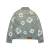 Giacca in Denim con Cotton Wreath borchiata, lavaggio sporco