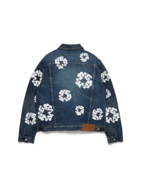 Giacca in Denim con motivo Cotton Wreath, lavaggio scuro