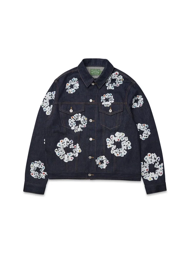 Giacca in Denim "Cotton Wreath" con borchie e cimosa