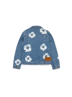 Giacca in Denim per bambini con motivo “Cotton Wreath”, indaco chiaro