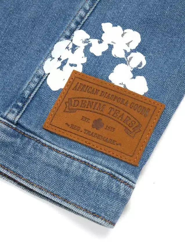Giacca in Denim per bambini con motivo "Cotton Wreath", indaco chiaro