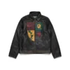 Giacca in pelle Libertas Crest, nero lavato