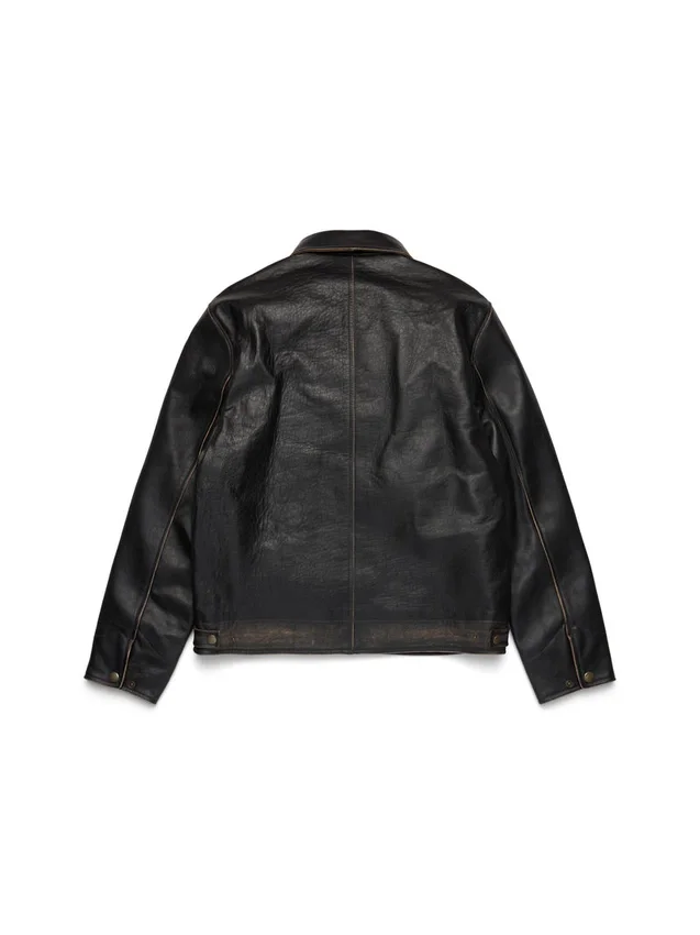 Giacca in pelle Libertas Crest, nero lavato