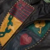 Giacca in pelle Libertas Crest, nero lavato