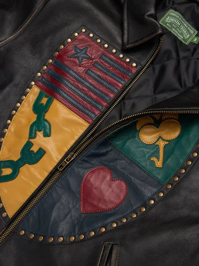 Giacca in pelle Libertas Crest, nero lavato