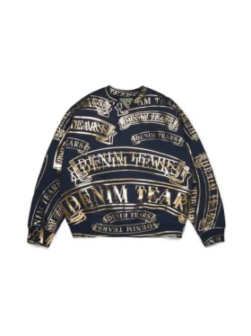Maglia girocollo ADG con stampa banner blu navy