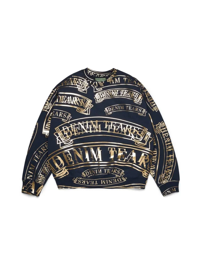 Maglia girocollo ADG con stampa banner blu navy