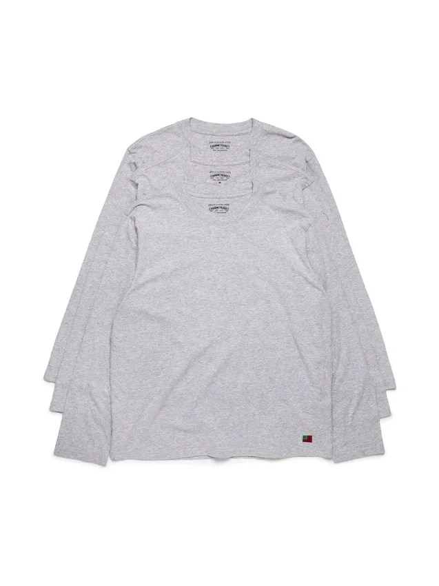 Maglietta a maniche lunghe DT Flag, confezione da 3, grigio