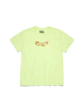 Maglietta con logo floreale in cotone, colore lime