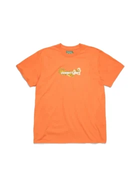 Maglietta in cotone con logo floreale arancione