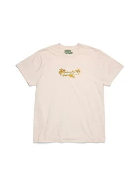 Maglietta in cotone con logo floreale color beige