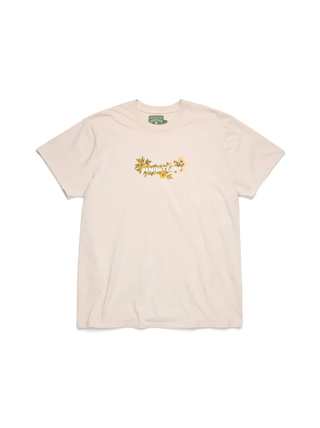 Maglietta in cotone con logo floreale color beige