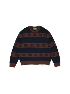 Maglione a righe con Cotton Wreath in cotone blu navy/marrone
