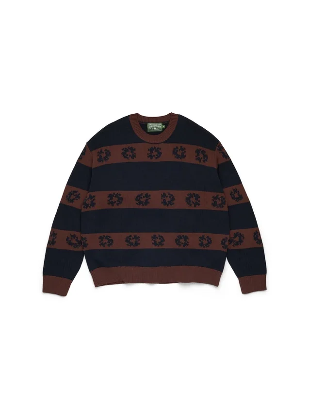 Maglione a righe con Cotton Wreath in cotone blu navy/marrone