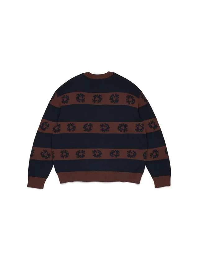 Maglione a righe con Cotton Wreath in cotone blu navy/marrone