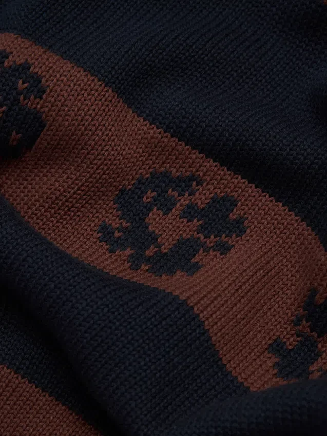 Maglione a righe con Cotton Wreath in cotone blu navy/marrone