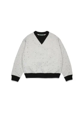 Maglione in maglia con collo rotondo Crystal, nero