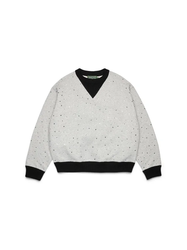 Maglione in maglia con collo rotondo Crystal, nero