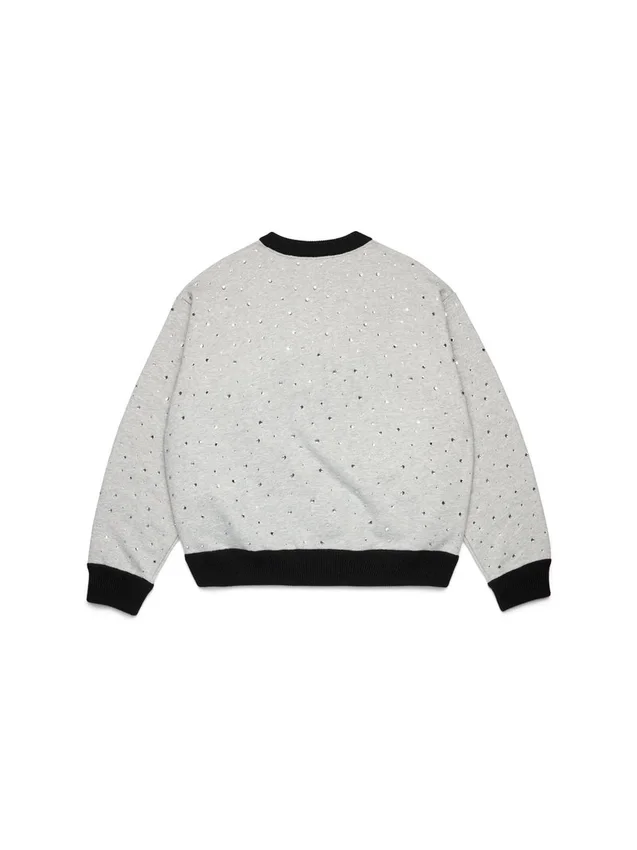 Maglione in maglia con collo rotondo Crystal, nero