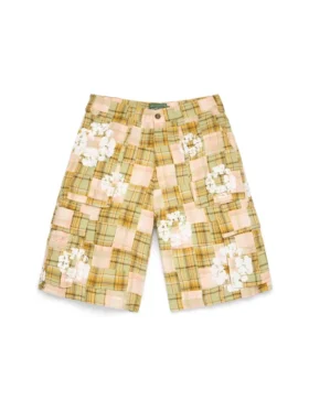 Pantaloncini cargo in cotone con motivo "Cotton Wreath" in stile Madras