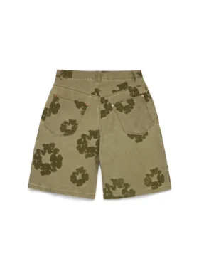 Pantaloncini “Cotton Wreath” con effetto floccato, color kaki