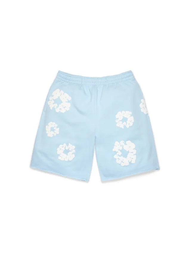 Pantaloncini in cotone con Cotton Wreath, blu polvere