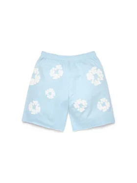 Pantaloncini in cotone con Cotton Wreath, blu polvere