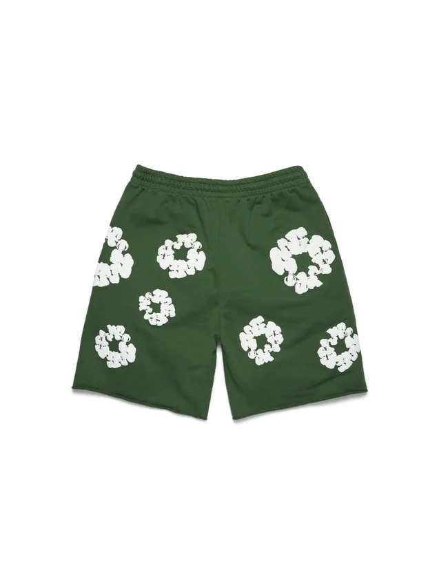 Pantaloncini in cotone con Cotton Wreath, verde